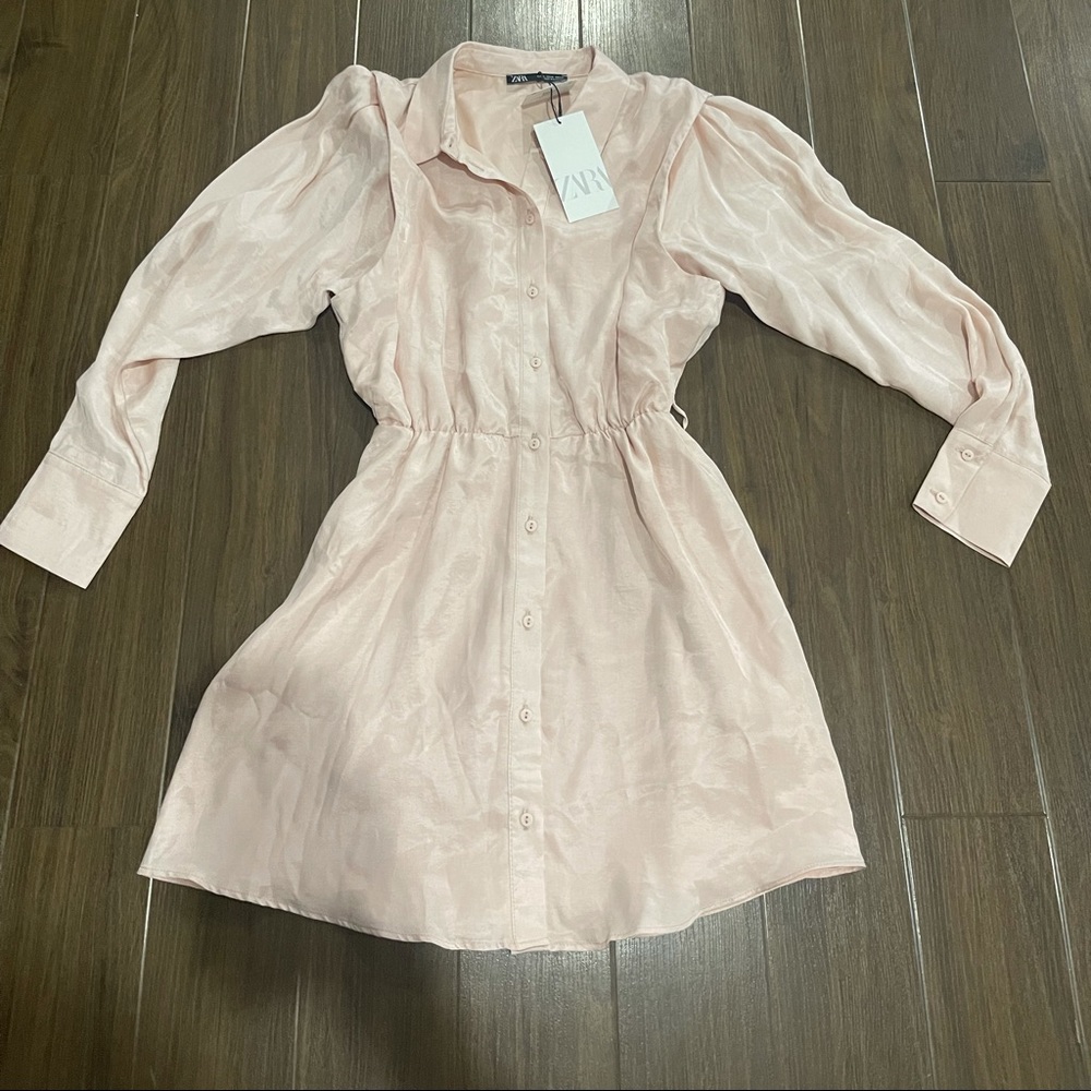 Zara pink satin mini dress